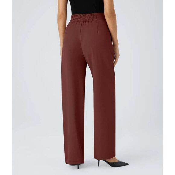 NWT Size Med Halara High Waisted Button Zipper Side Pocket Shirred Straight Leg - Picture 2 of 2